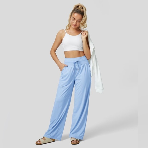 HALARA Pants - HALARA High Waisted Drawstring Side Pocket Wide Leg Cool Touch Casual Pants